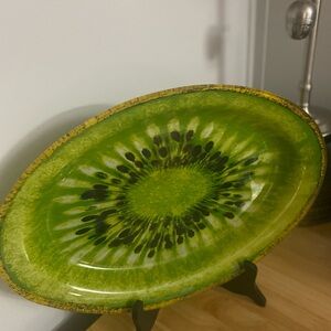 Green Kiwi-Inspired glass  Decorative Platter